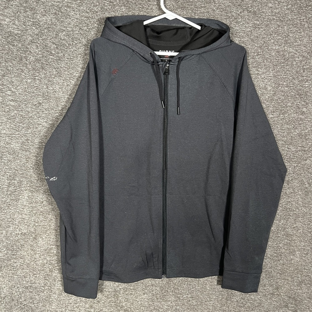 Rhone Hoodie Mens Large Gray Full Zip Stretch Athletic‎ Sweatshirt Gym Training